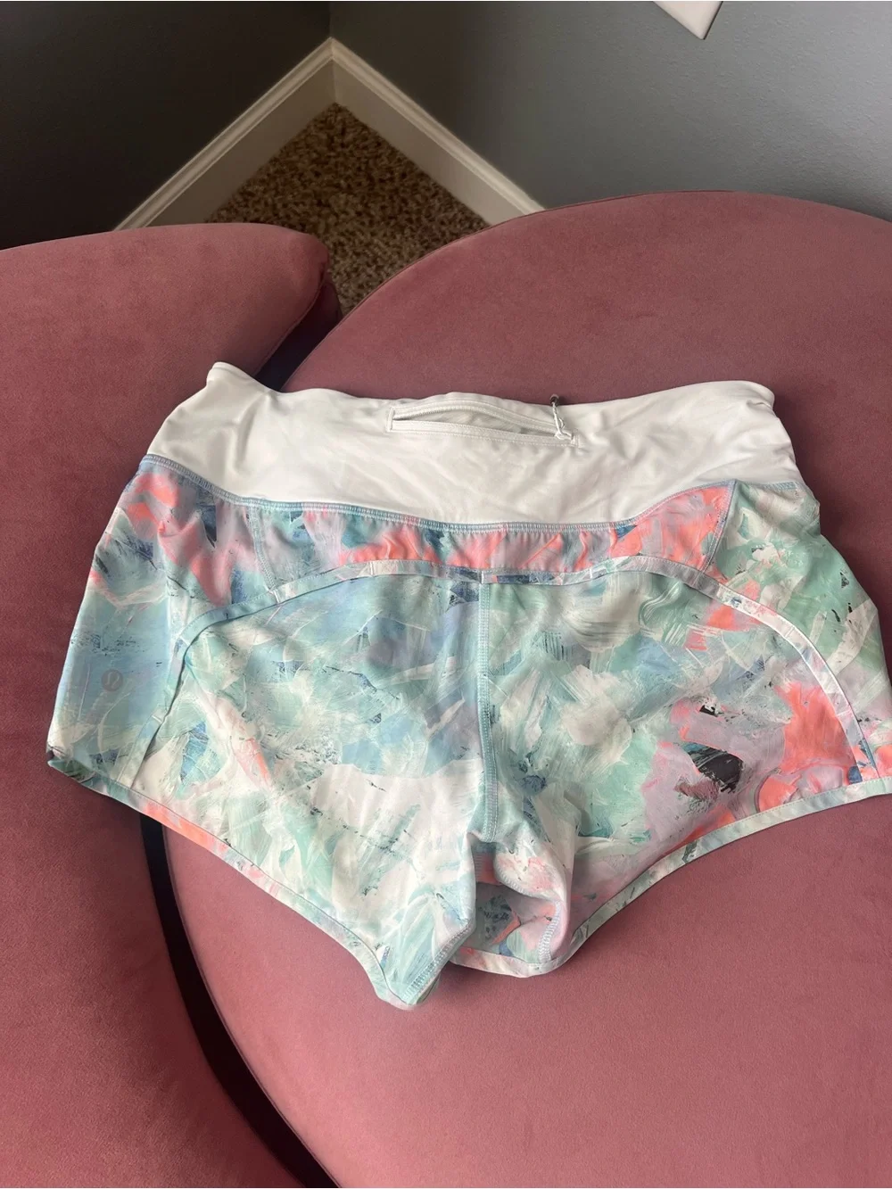 Lululemon Active Women's Printed Running Shorts - White & Pastel Multi